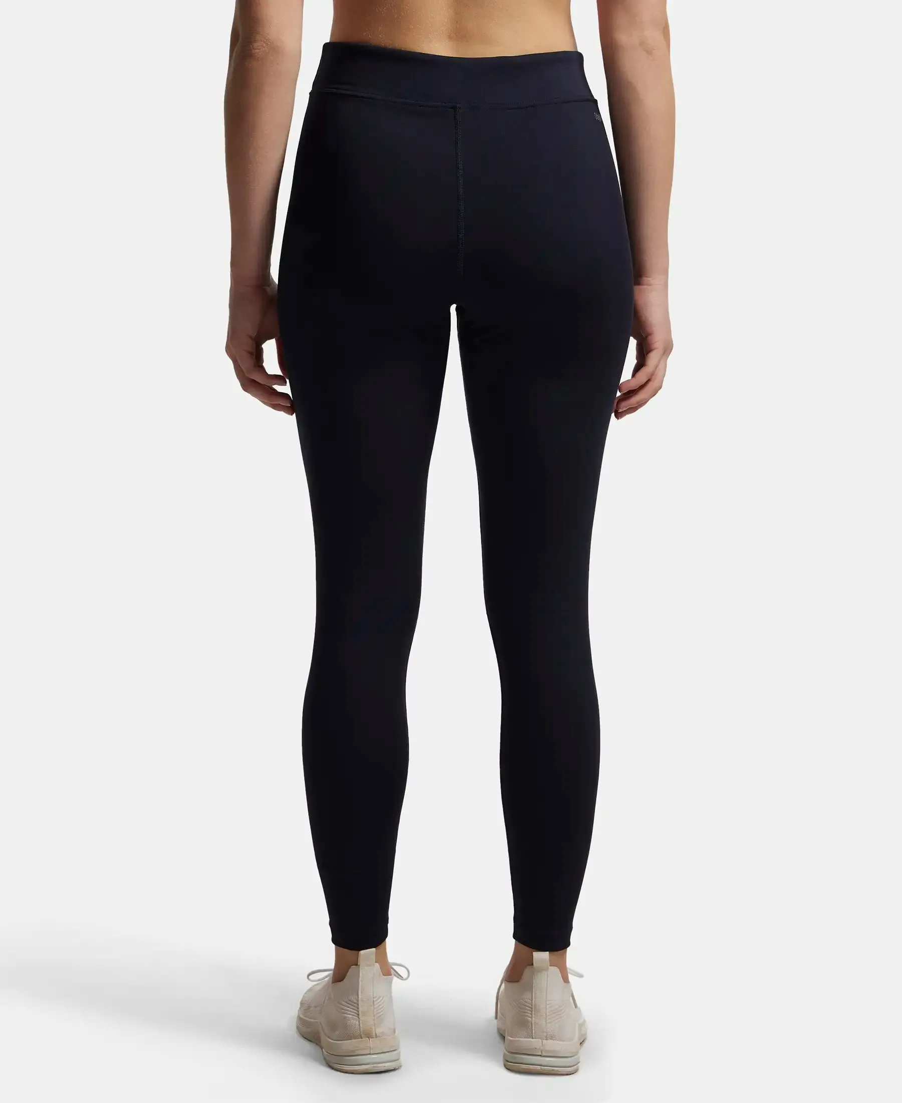 Microfiber Elastane Stretch Performance Leggings with Broad Waistband - Sky Captain