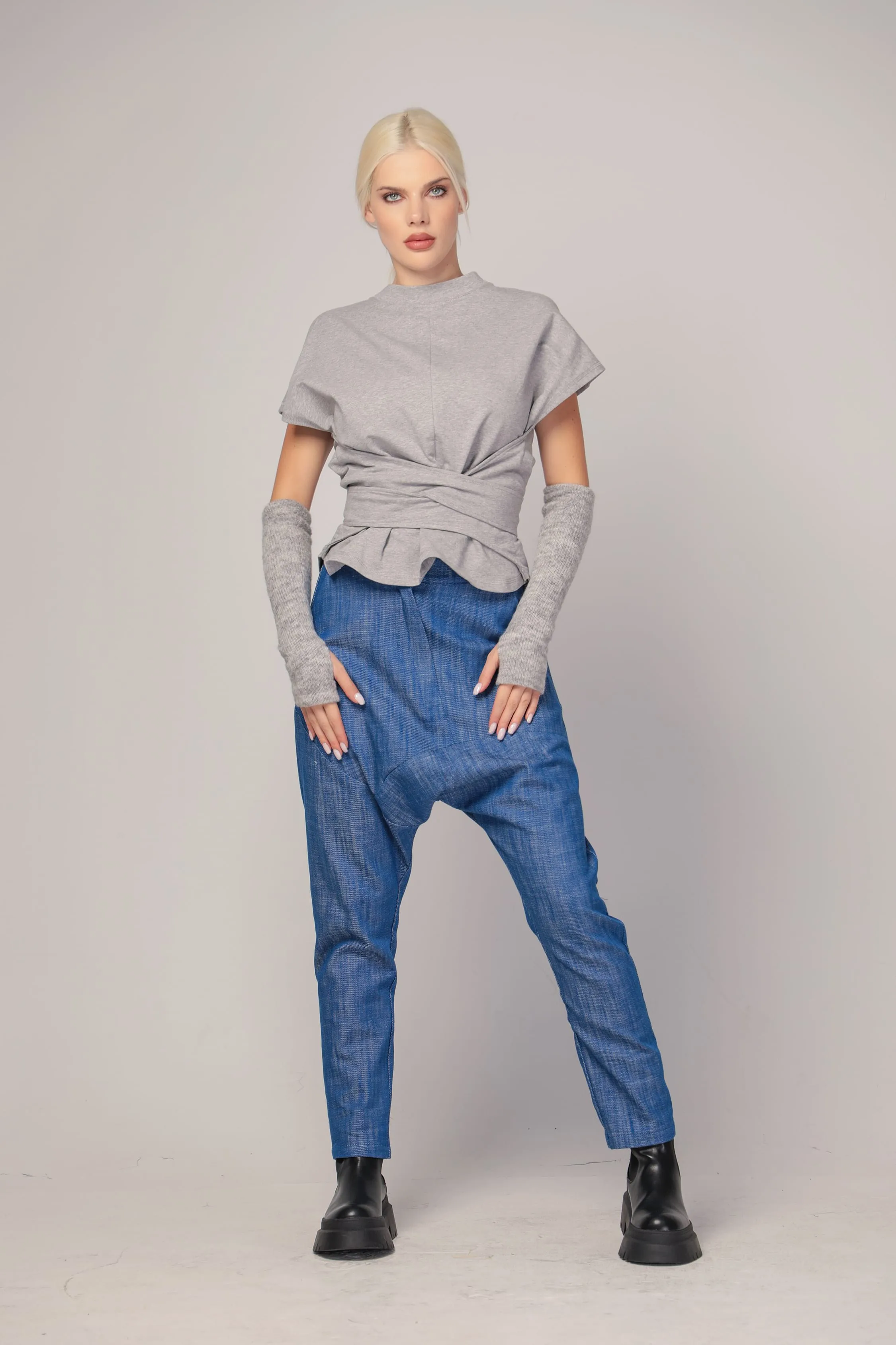 NAHARA - Drop crotch denim pants