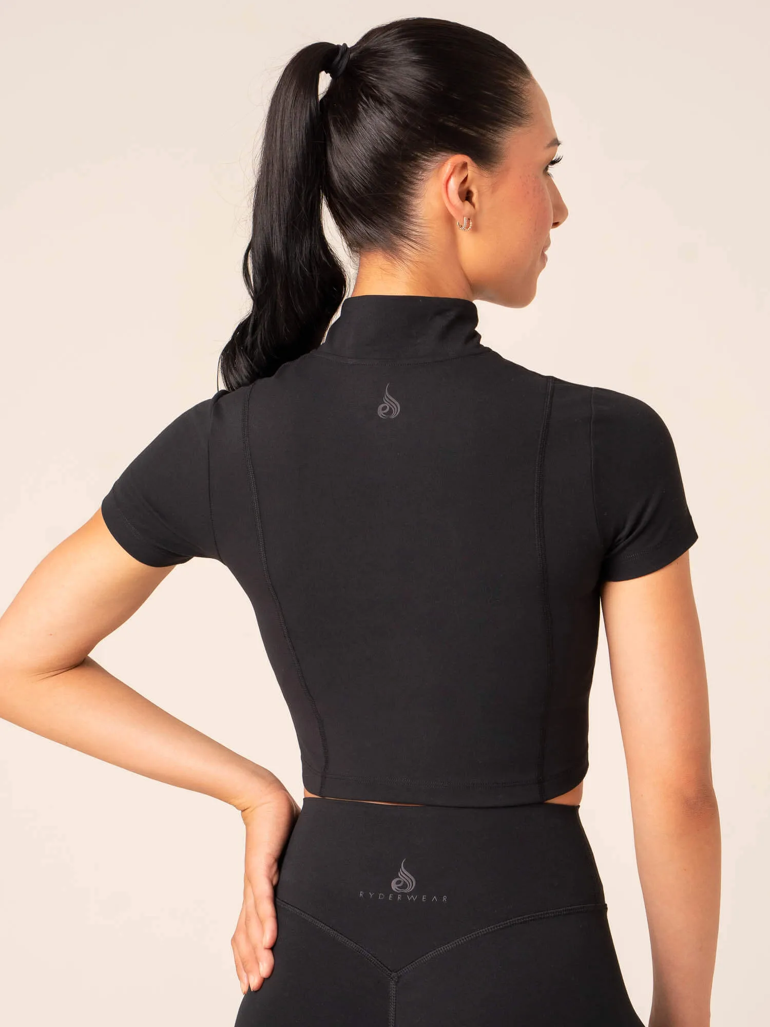 NKD Half Zip Fitted T-Shirt - Black