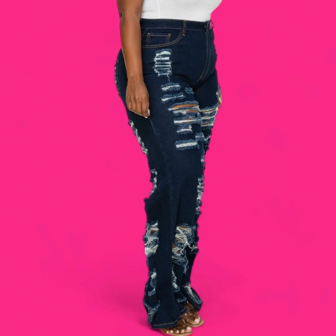 Novi Brazen - loose fit distressed denim jeans
