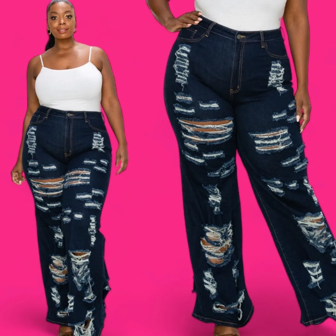 Novi Brazen - loose fit distressed denim jeans