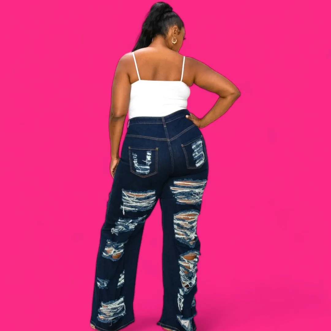 Novi Brazen - loose fit distressed denim jeans