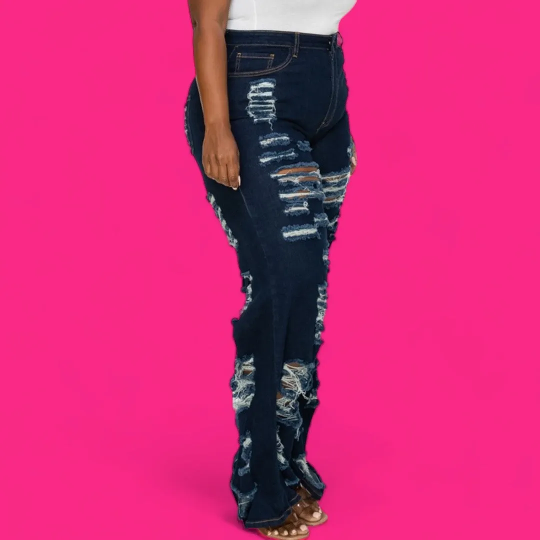 Novi Brazen - loose fit distressed denim jeans