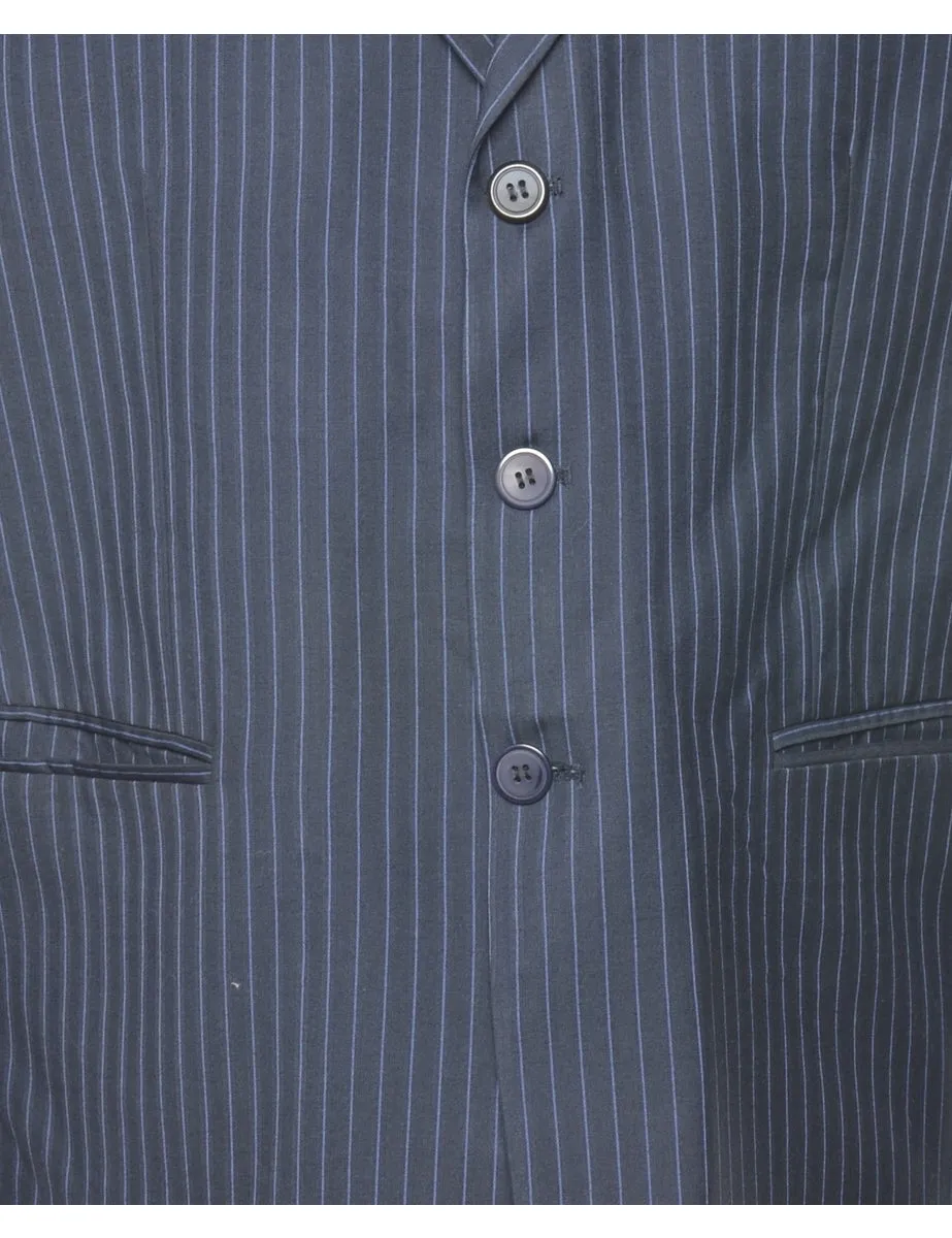 Pinstriped Navy Classic Blazer - L