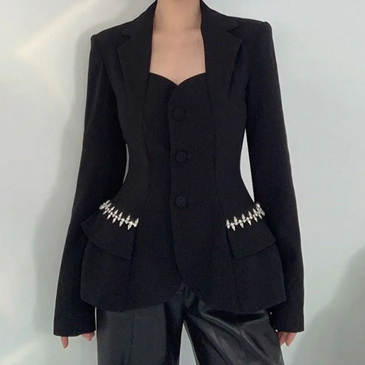 Pre Order:  Plaid Hollow Out Back Blazer