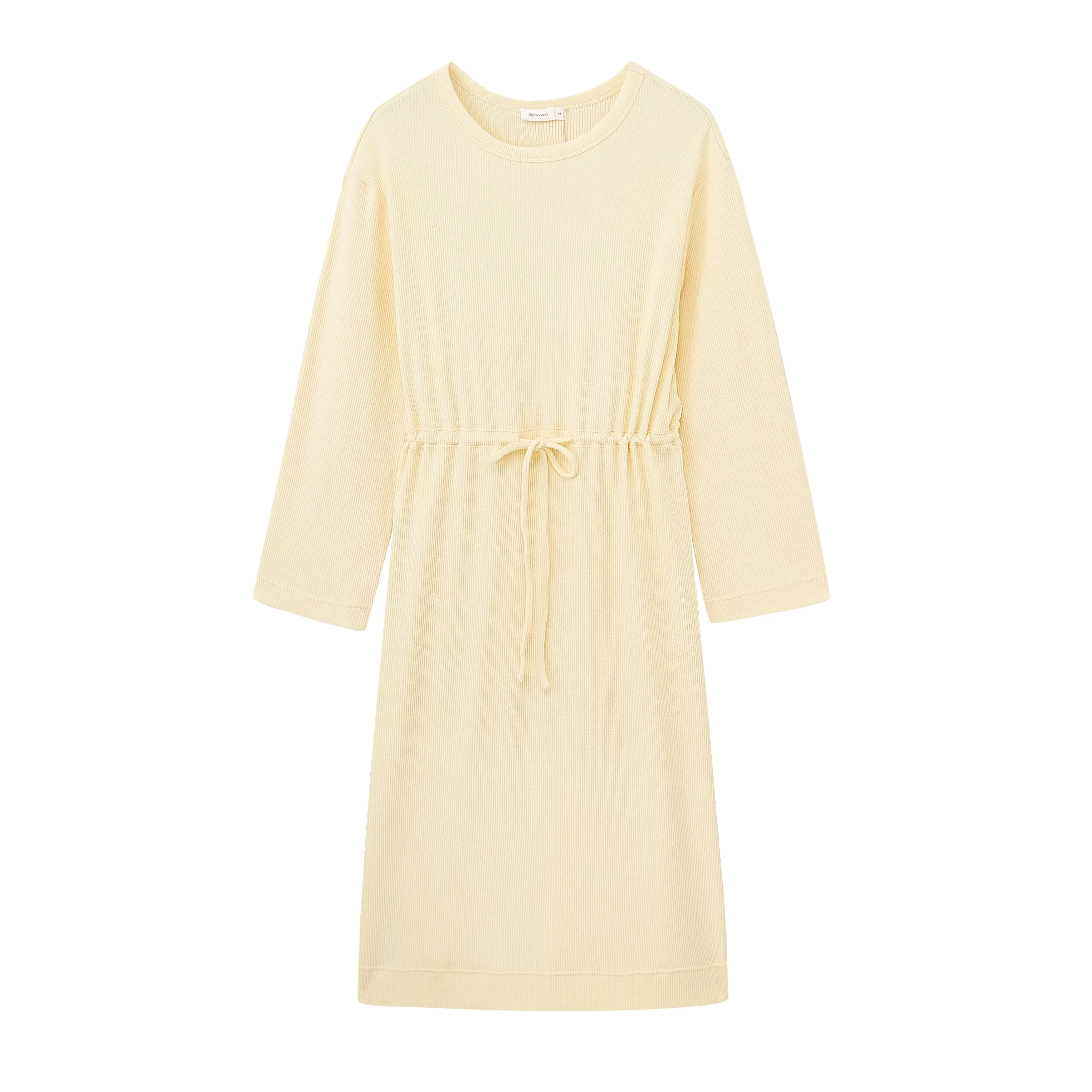 Ribbed Drawstring Waist Dress