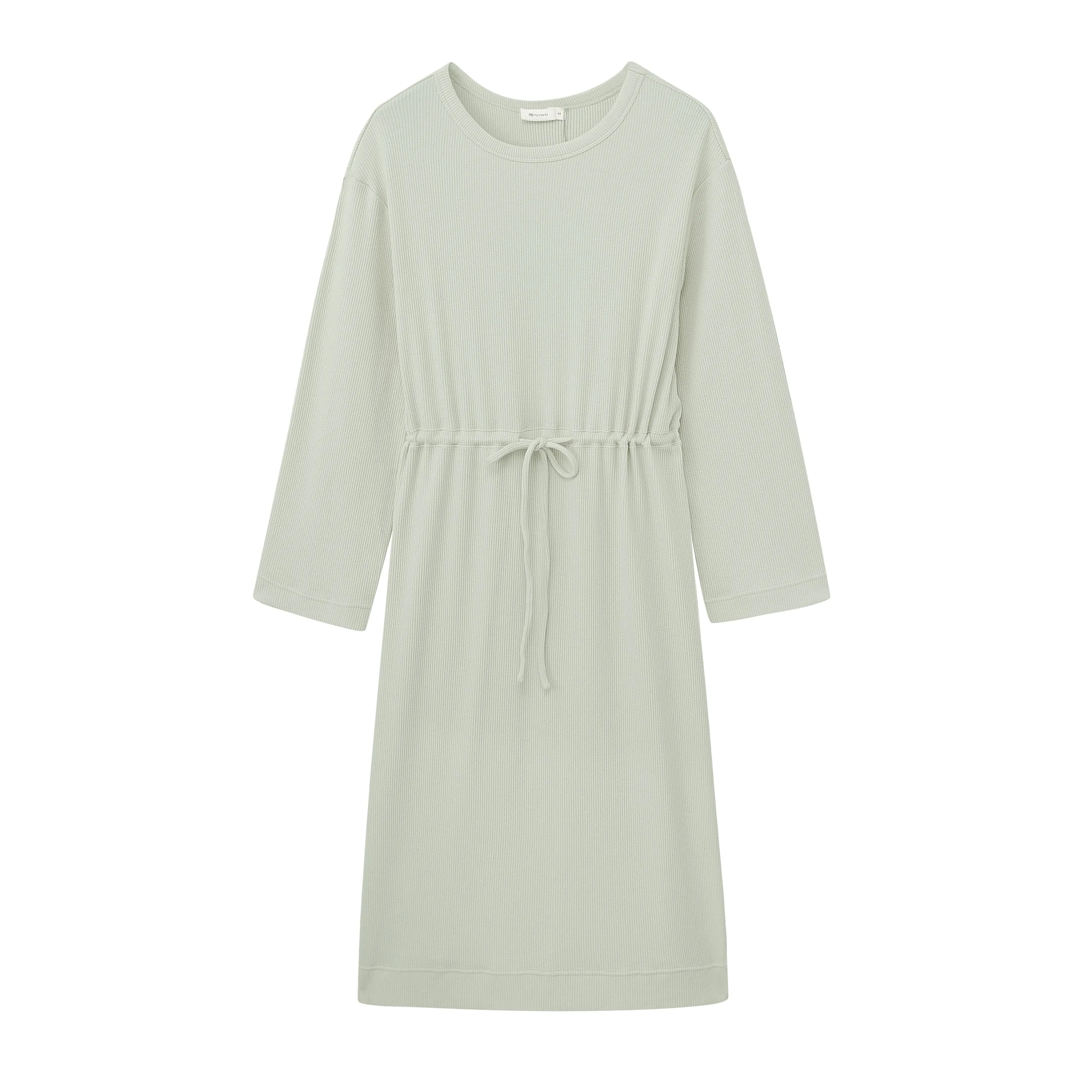 Ribbed Drawstring Waist Dress