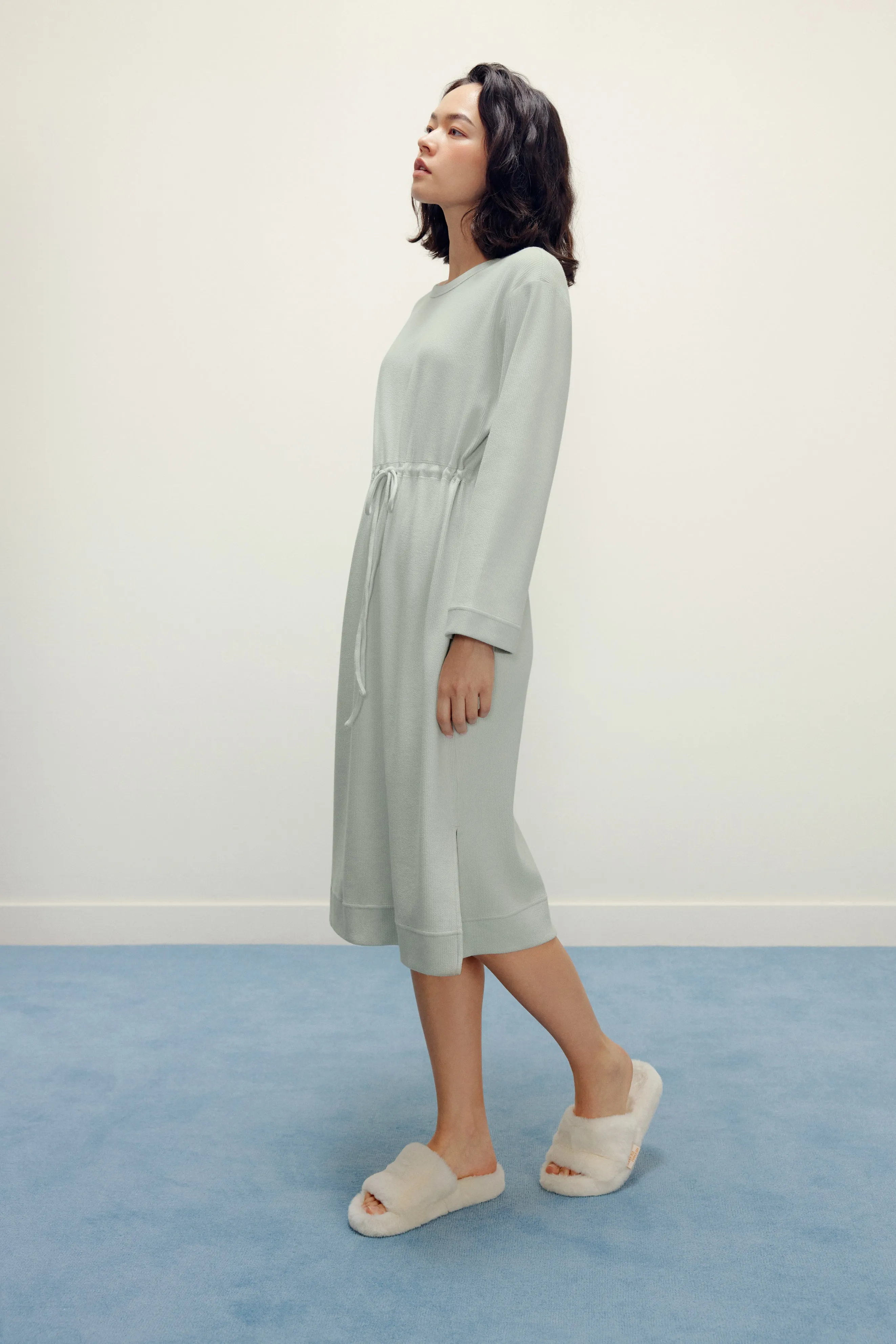 Ribbed Drawstring Waist Dress