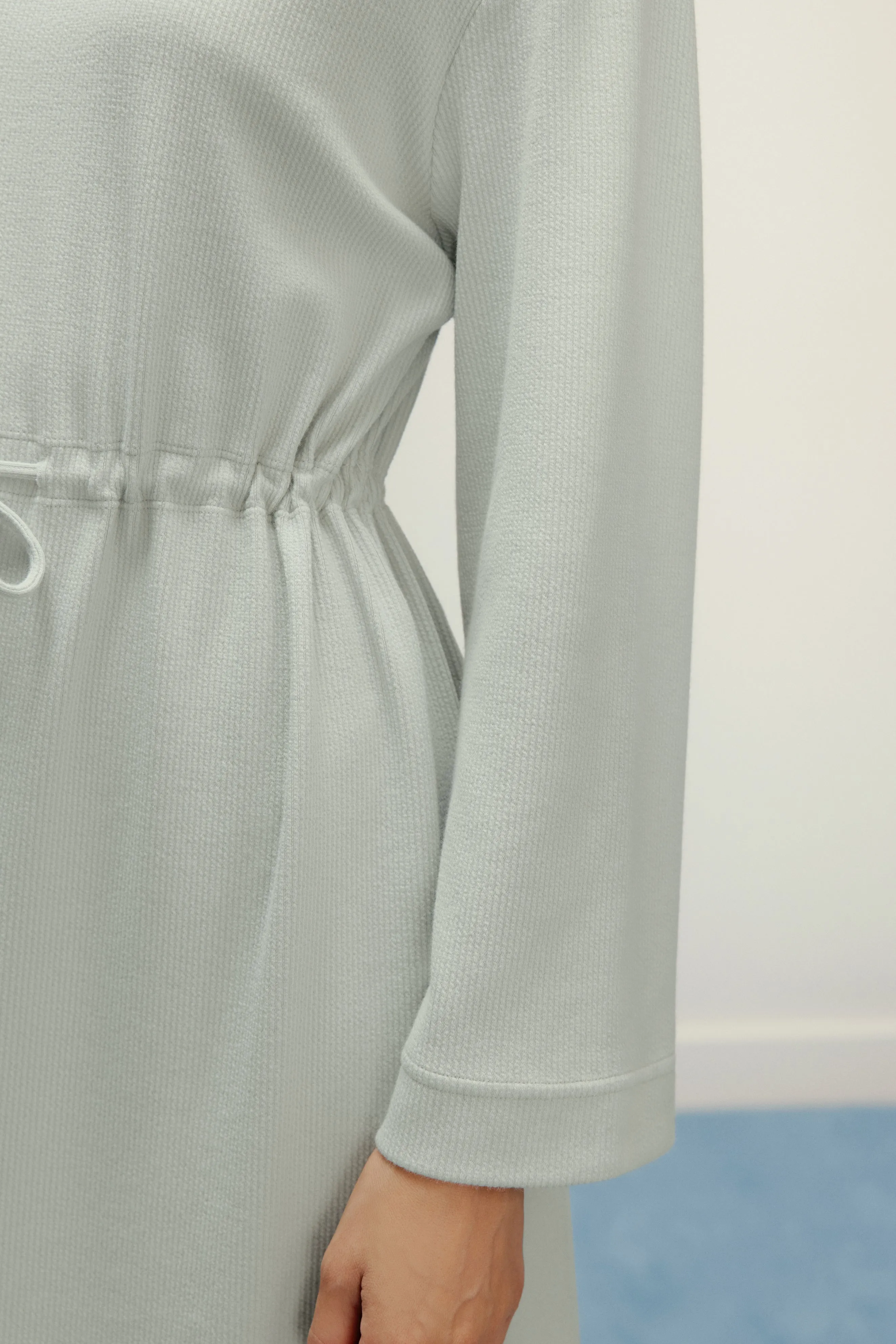 Ribbed Drawstring Waist Dress