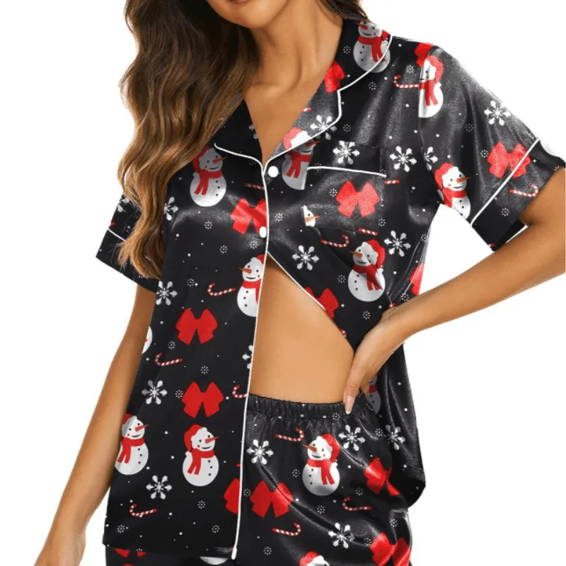 Satin Short Sleeve Set  Stylish and Comfortable Lounge Wear