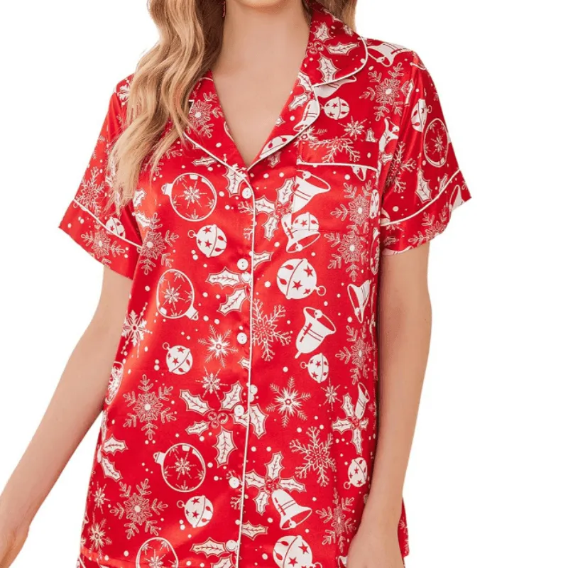Satin Short Sleeve Set  Stylish and Comfortable Lounge Wear
