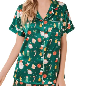 Satin Short Sleeve Set  Stylish and Comfortable Lounge Wear