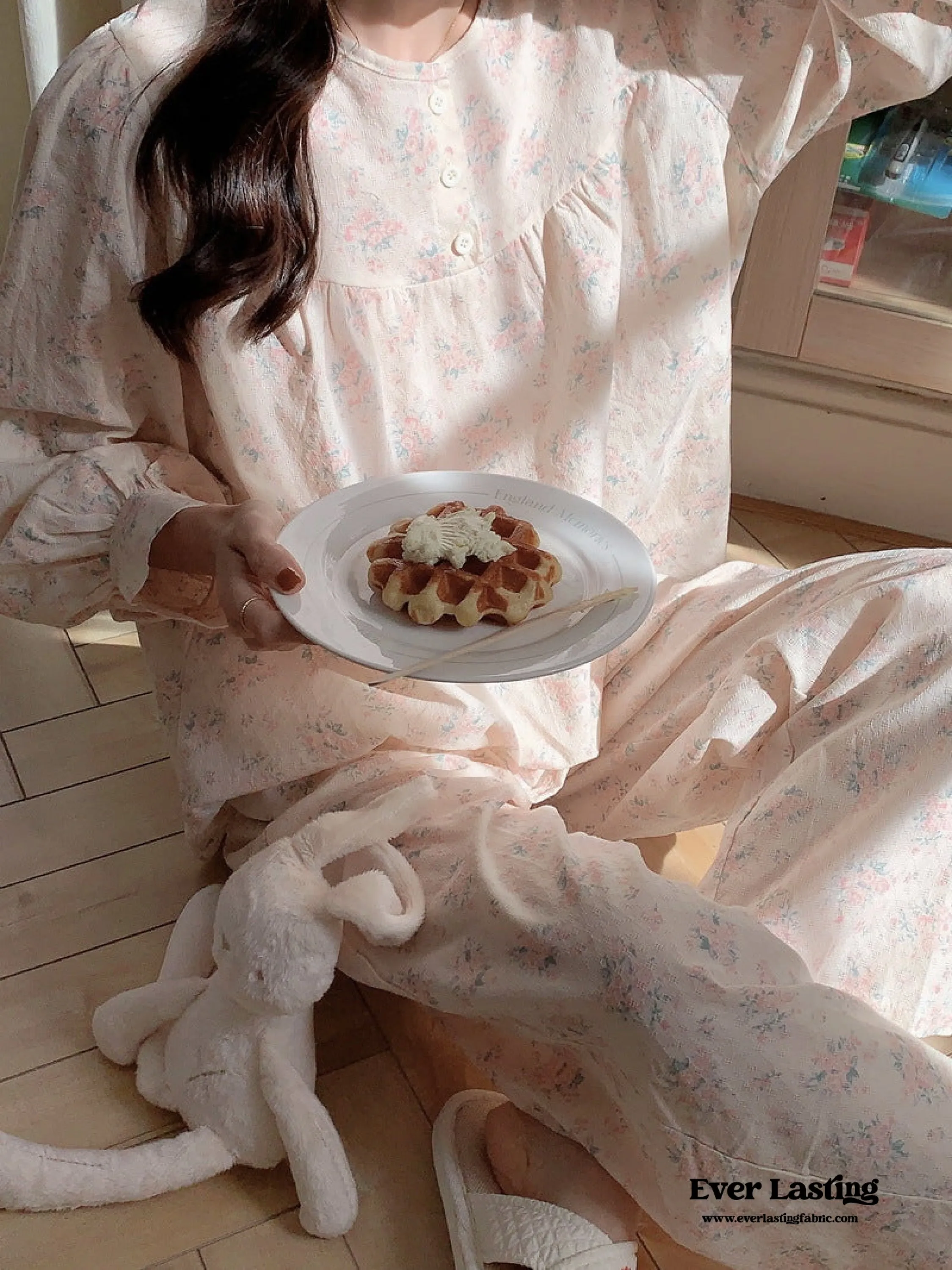 Soft Floral Pink Pajama Dress Set