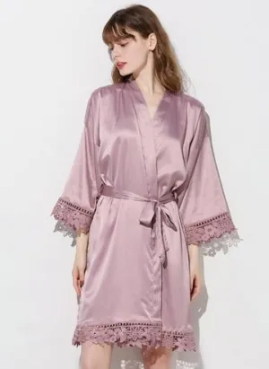 Soft mauve Bridesmaid bridal satin robe