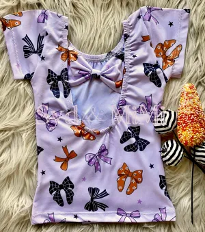 S/S Bowback Top ~ Spooky Bows