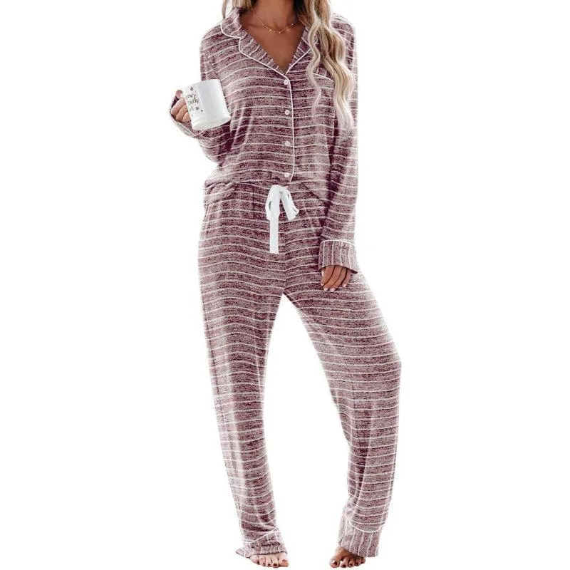 Striped Long Sleeve Set  Comfortable and Stylish Lounge Wear
