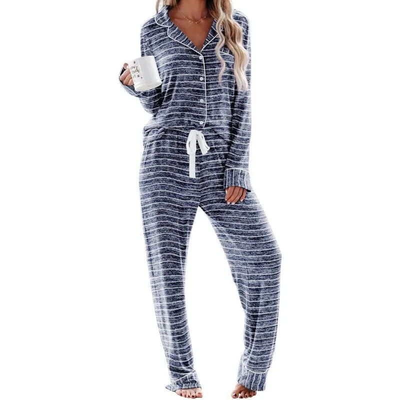 Striped Long Sleeve Set  Comfortable and Stylish Lounge Wear
