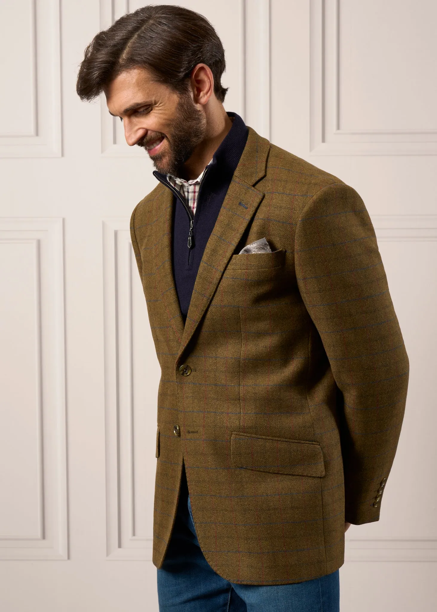 Regular Fit Surrey Tweed Lined Blazer in Moor - Stylish and Comfortable Outerwear