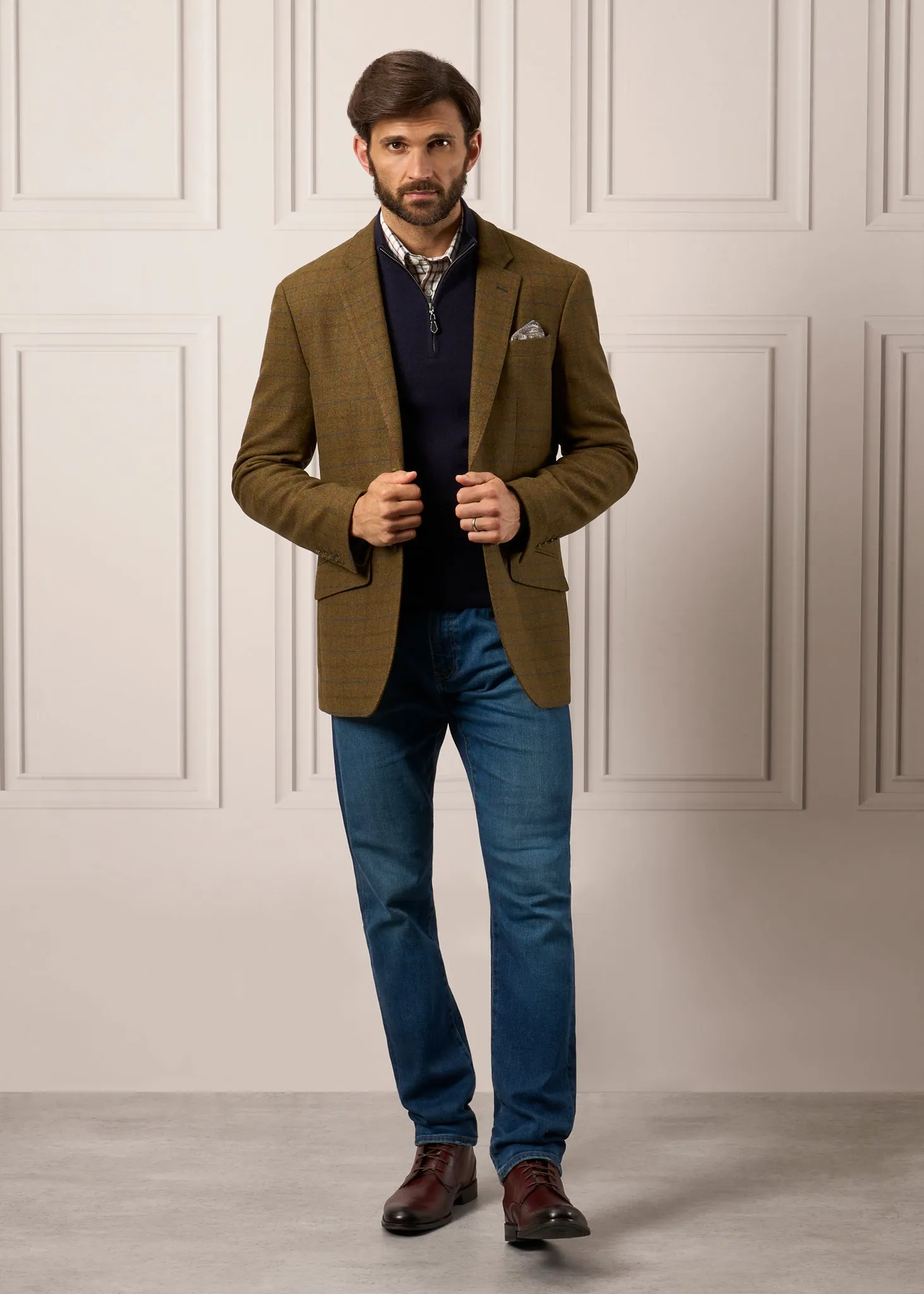 Regular Fit Surrey Tweed Lined Blazer in Moor - Stylish and Comfortable Outerwear