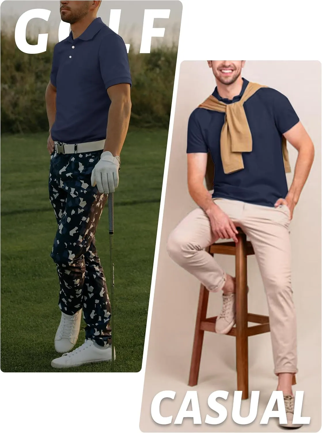 TACVASEN Mens Golf Shirt Dry Fit Mens Polo Shirts Short Sleeve Performance Golf Polos for Men with Collar Work Shirts