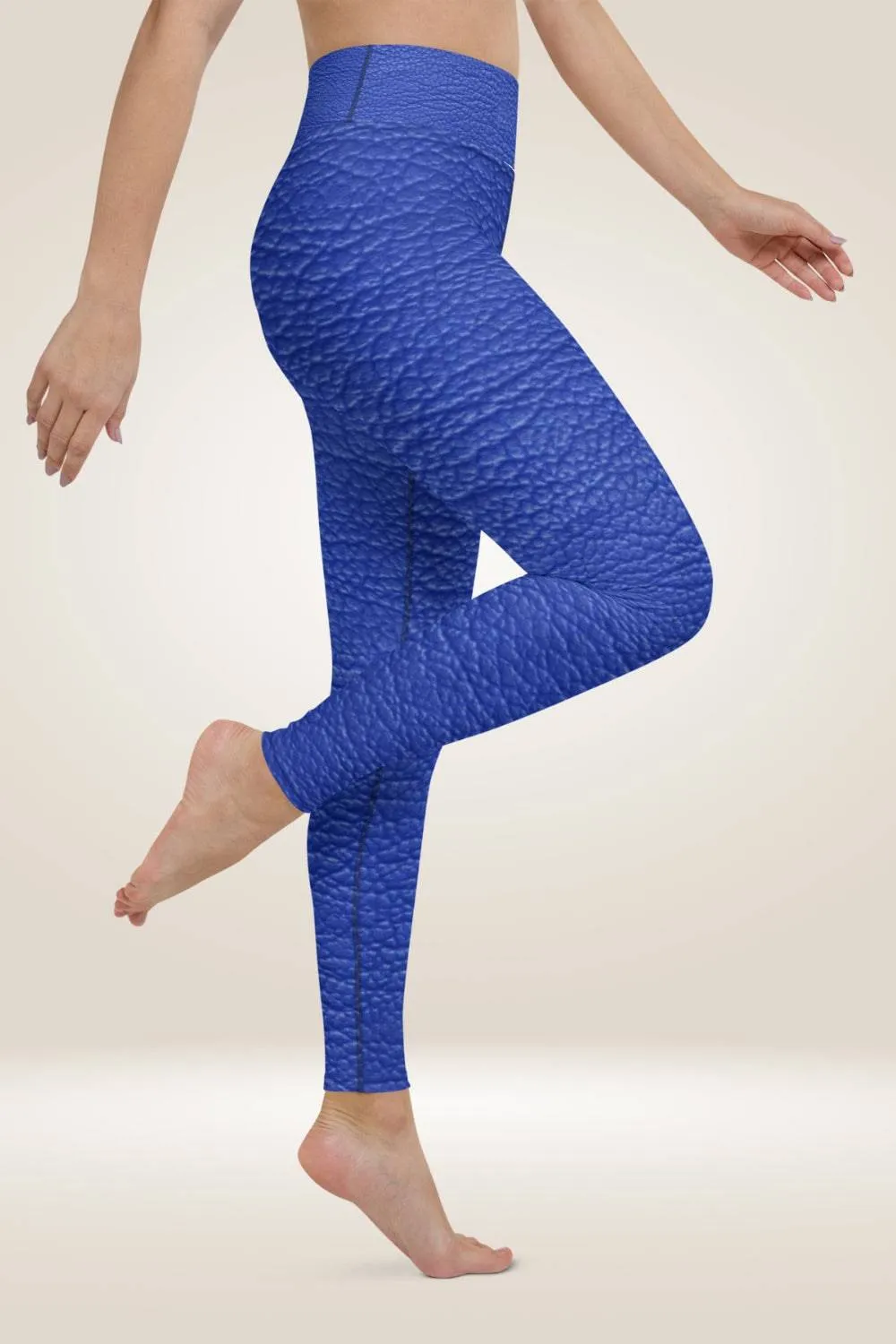 TGC Boutique Blue Yoga Faux Leather Leggings