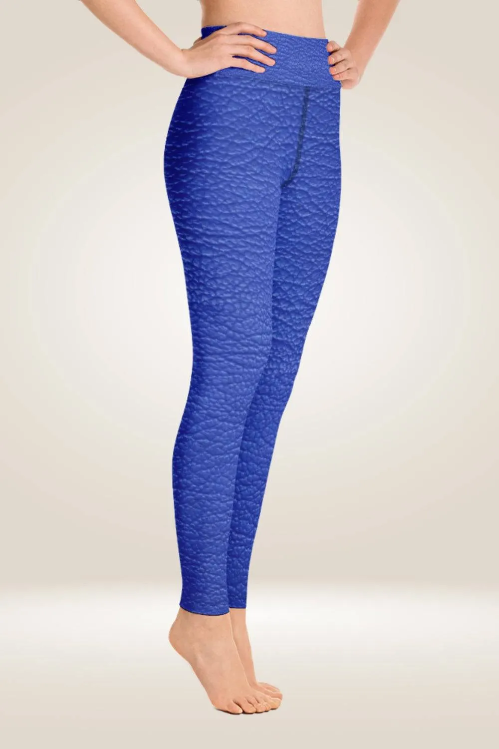TGC Boutique Blue Yoga Faux Leather Leggings