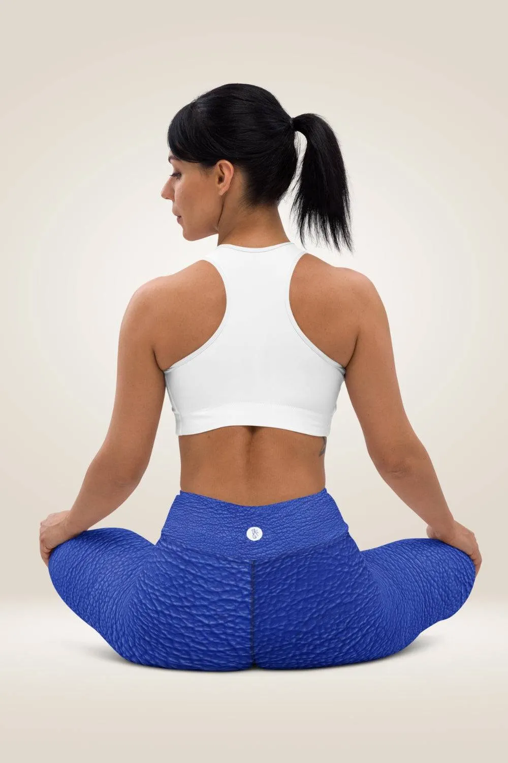 TGC Boutique Blue Yoga Faux Leather Leggings