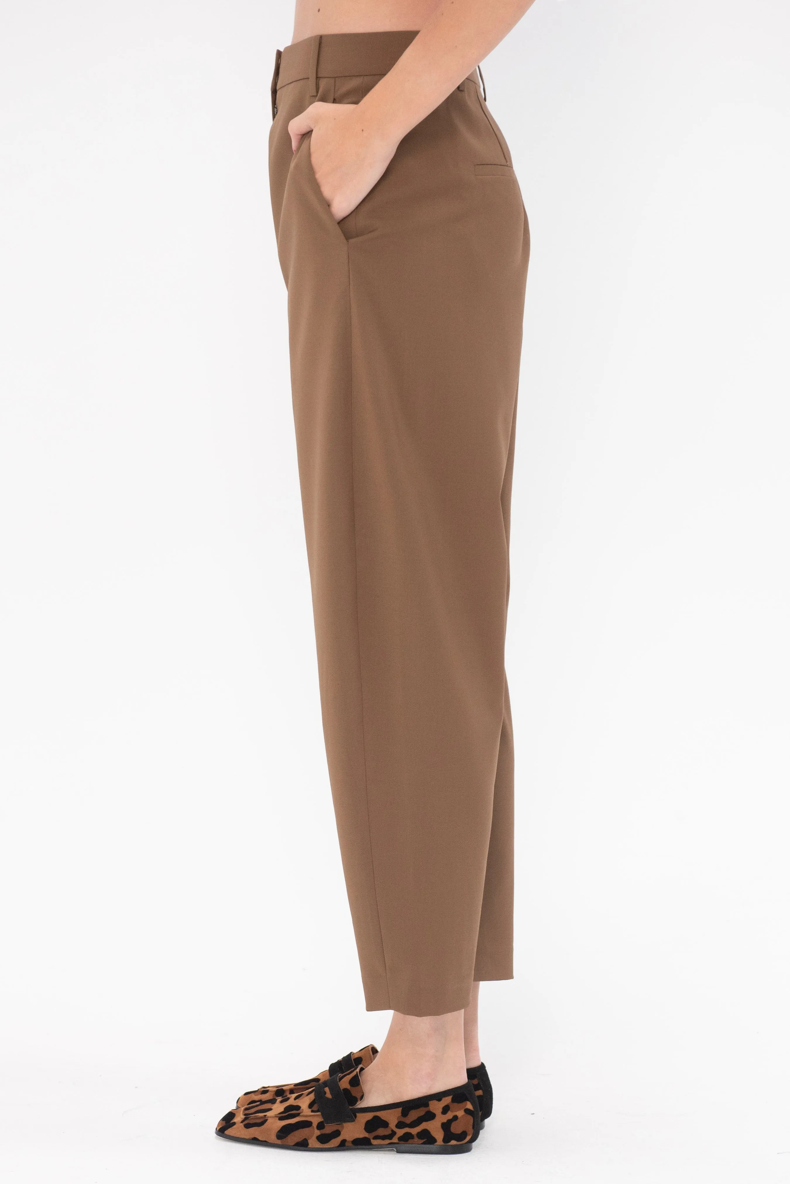 Tropical Wool Reese Sculpted Trouser, Toffee