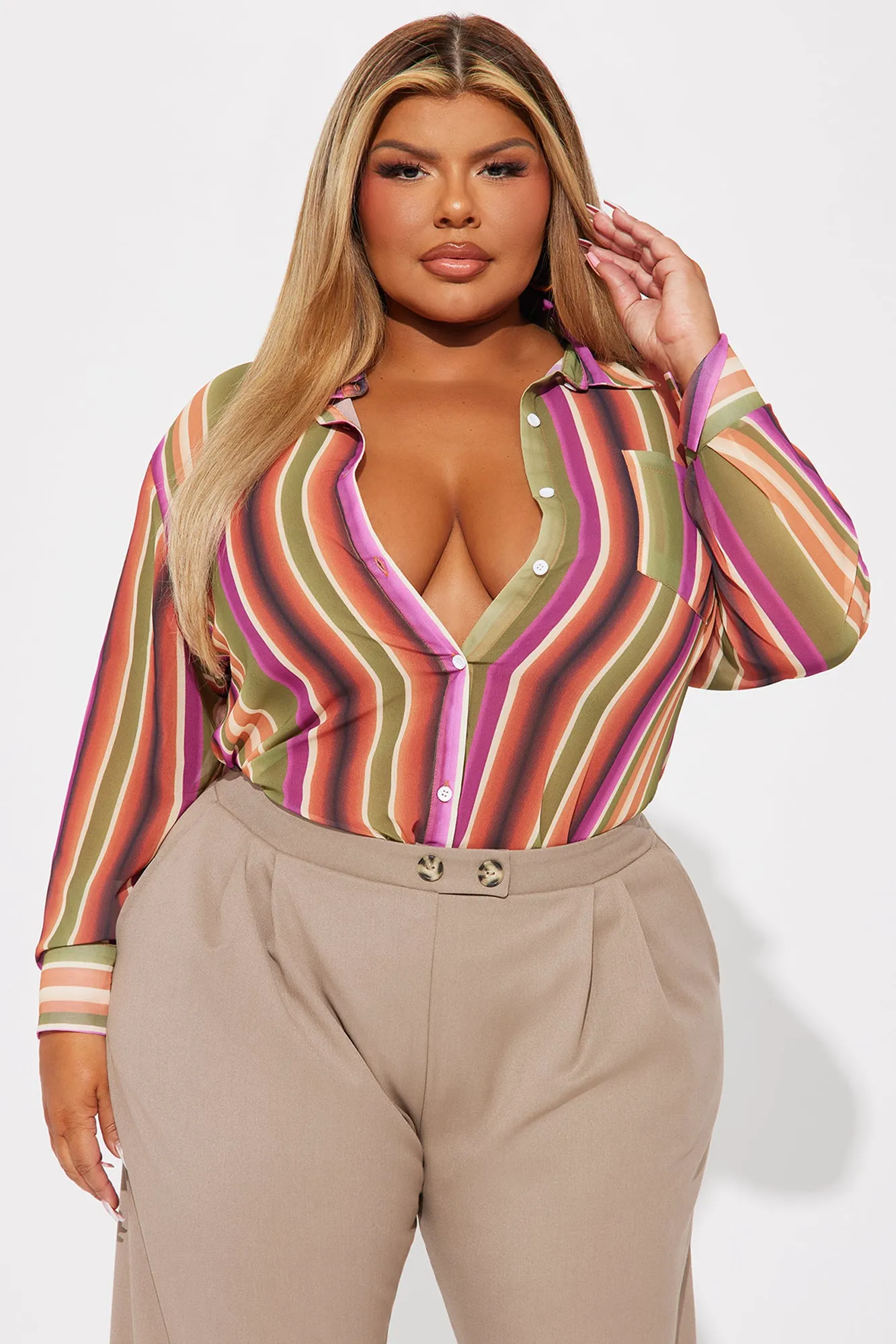 Watermelon Sugar Striped Shirt - Multi Color
