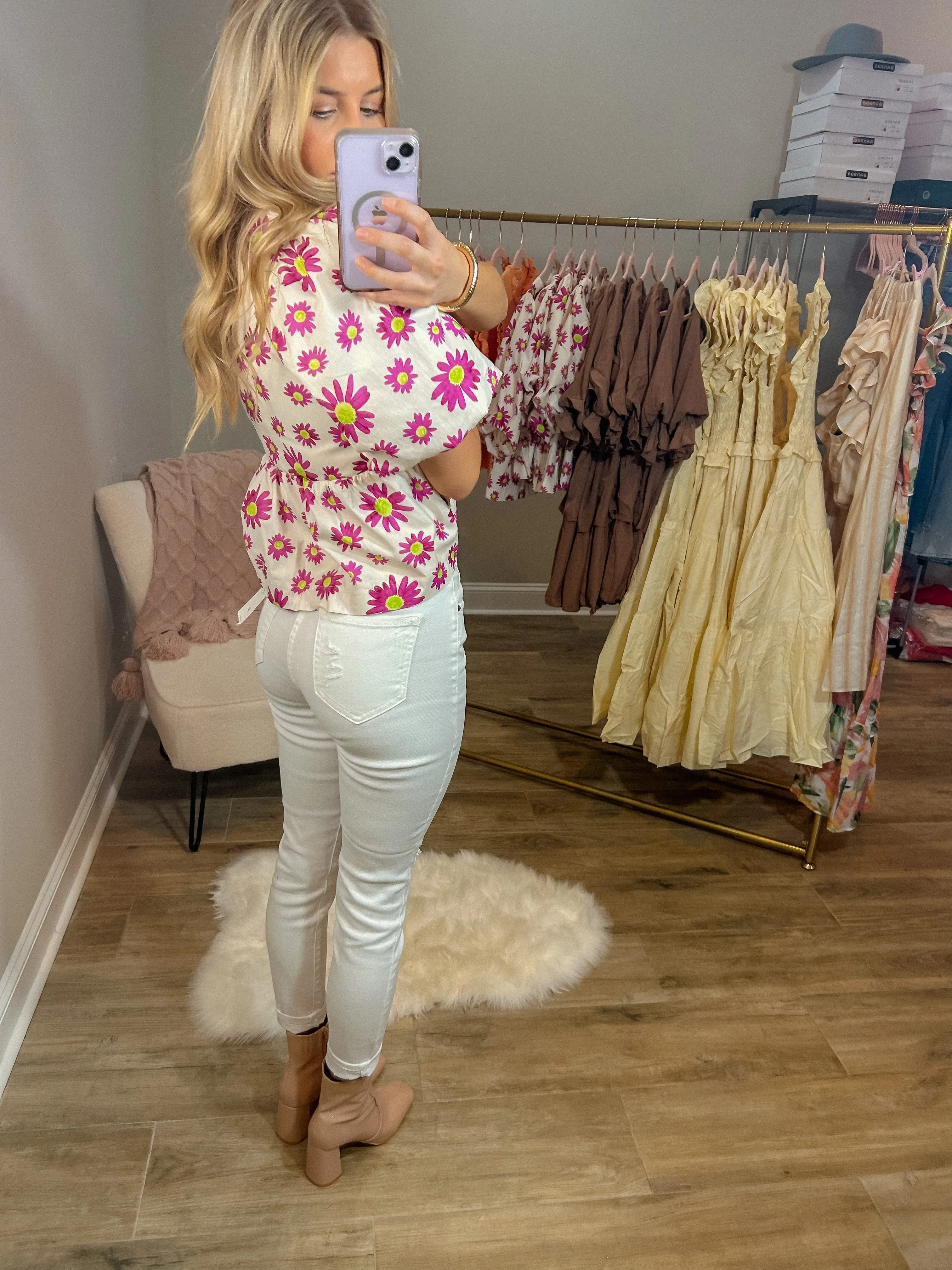 White Cello Distressed High Rise Skinny Jeans