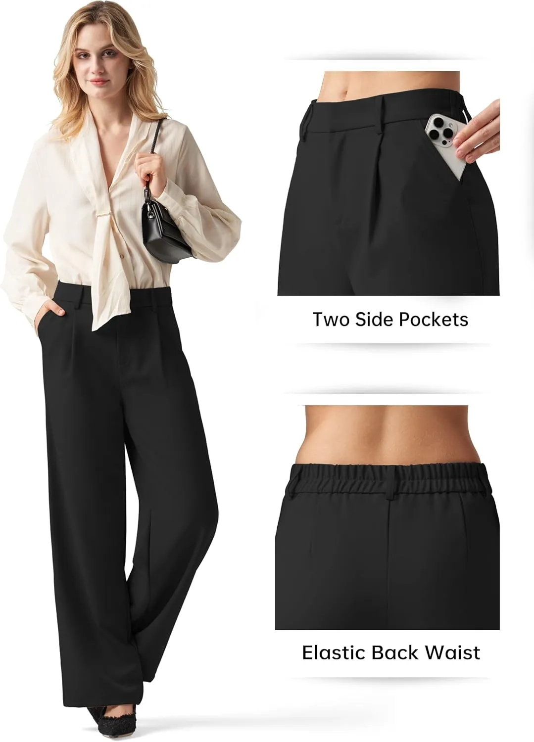Willit Women's Work Pants Wide Leg Dress Pants High Waisted Casual Business Office Pants Slacks 29"/31"