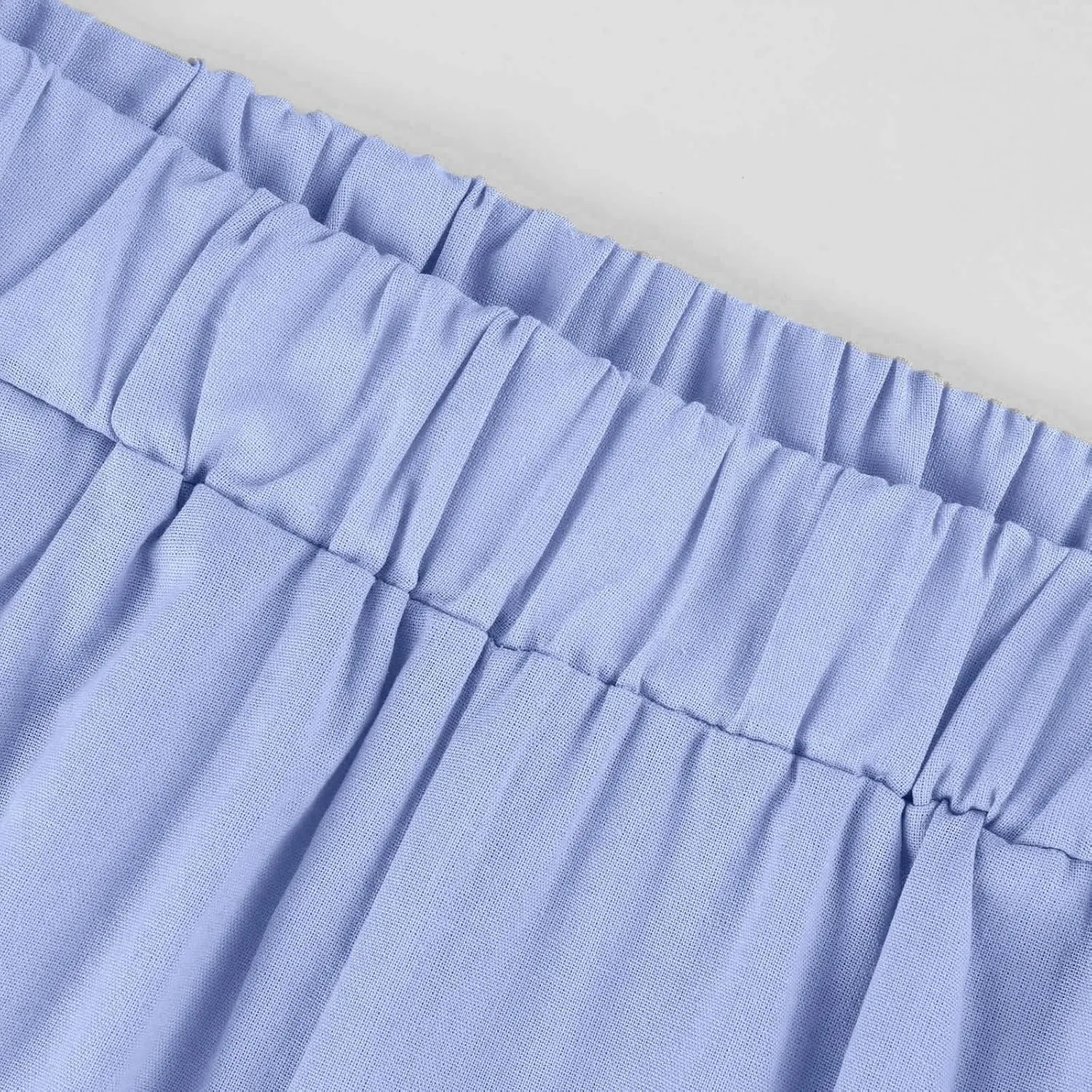 Women Linen Pants Breathable Elastic Waist Gauze Pant Lightweight Plus Size Summer Vacation Beach Pants with Pockets
