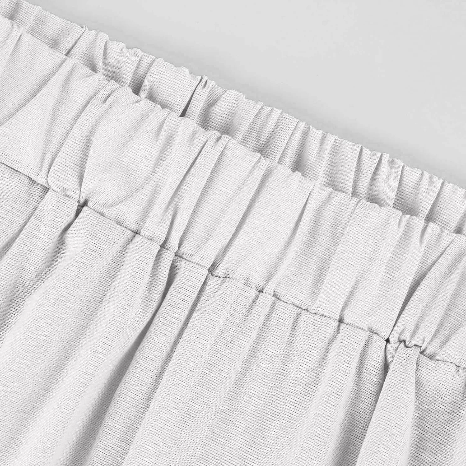 Women Linen Pants Breathable Elastic Waist Gauze Pant Lightweight Plus Size Summer Vacation Beach Pants with Pockets