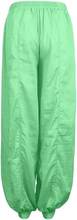 Women Linen Pants Dressy High Waisted Dress Casual Harem Pants with Pockets Solid Sweatpants Palazzo Pants for Women