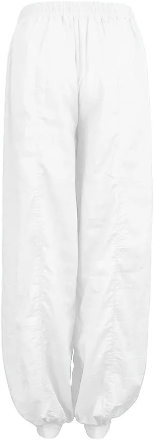 Women Linen Pants Dressy High Waisted Dress Casual Harem Pants with Pockets Solid Sweatpants Palazzo Pants for Women