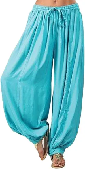 Women Linen Pants High Waisted Dressy Summer Wide Leg Pants with Pockets Plain Color Travel Palazzo Pants for Women