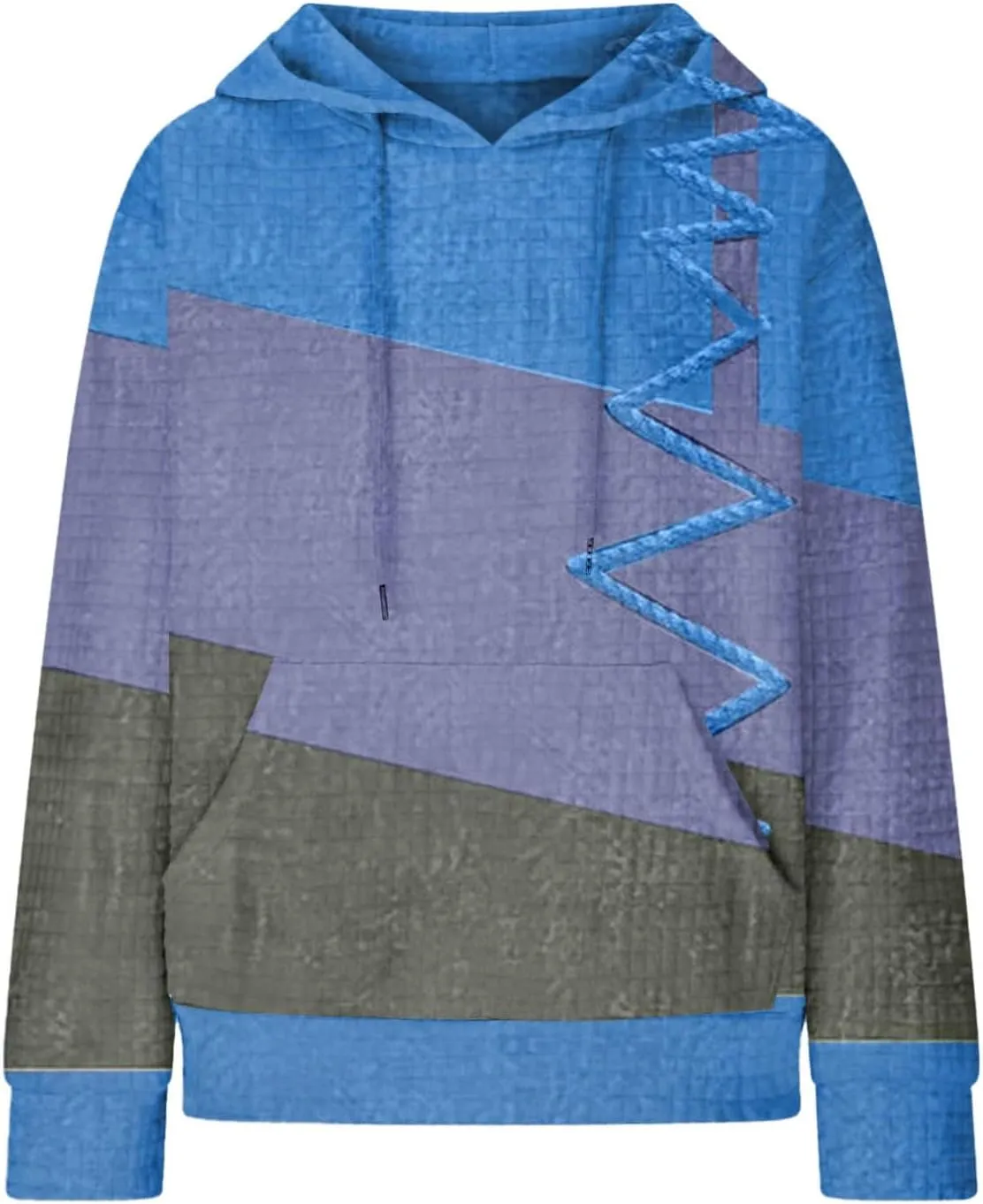 Women's Causal Oversized Cotton Hoodies Long Sleeve Pullover Color Hooded Pactchwork Sweatshirt Autumn & Winter