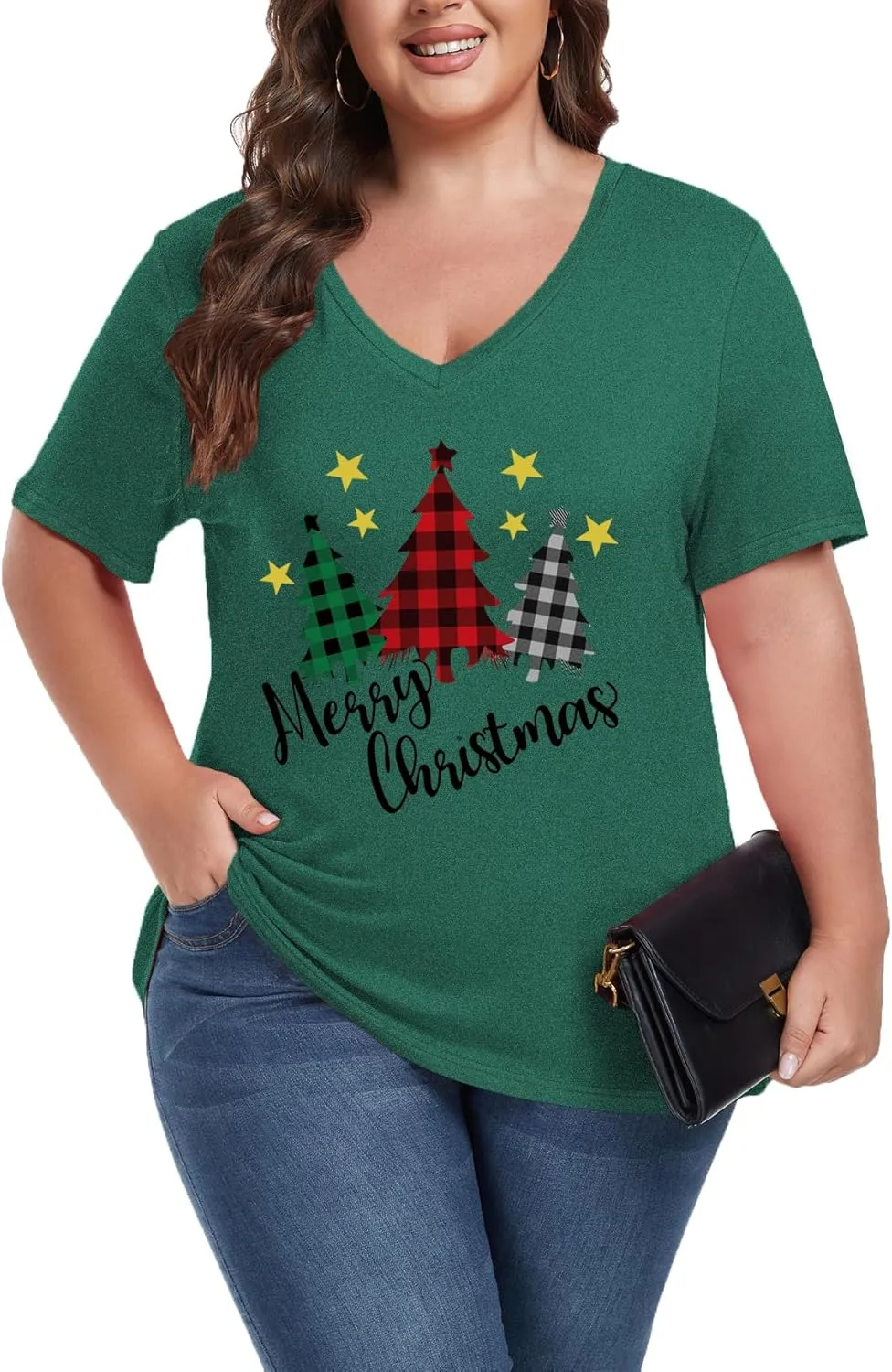 Women's Plus Size Short Sleeve Tee Shirt V Neck Basic Ladies Loose Fit T Shirt 1X-5X