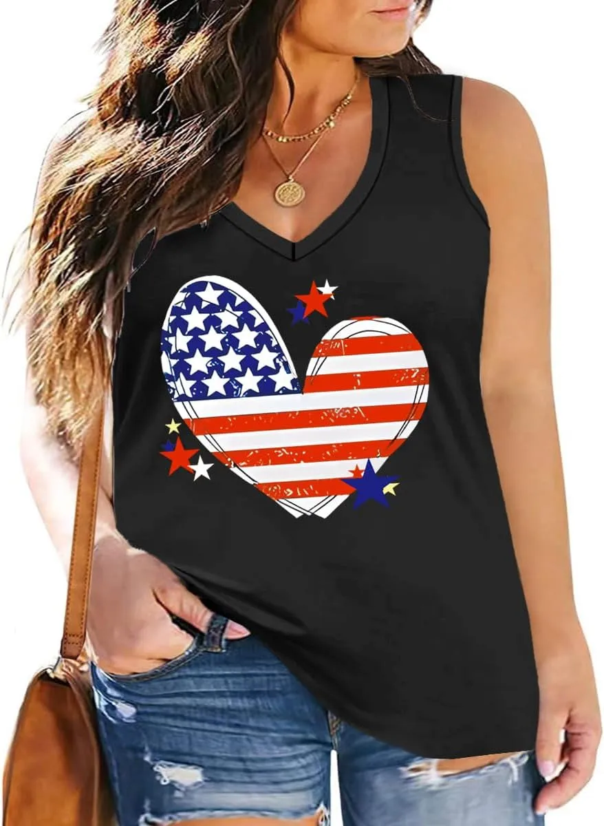 Women's Plus Size Tank Tops Sleeveless Shirt Sexy V Neck Summer Loose Baggy Floral Shirt Clothes