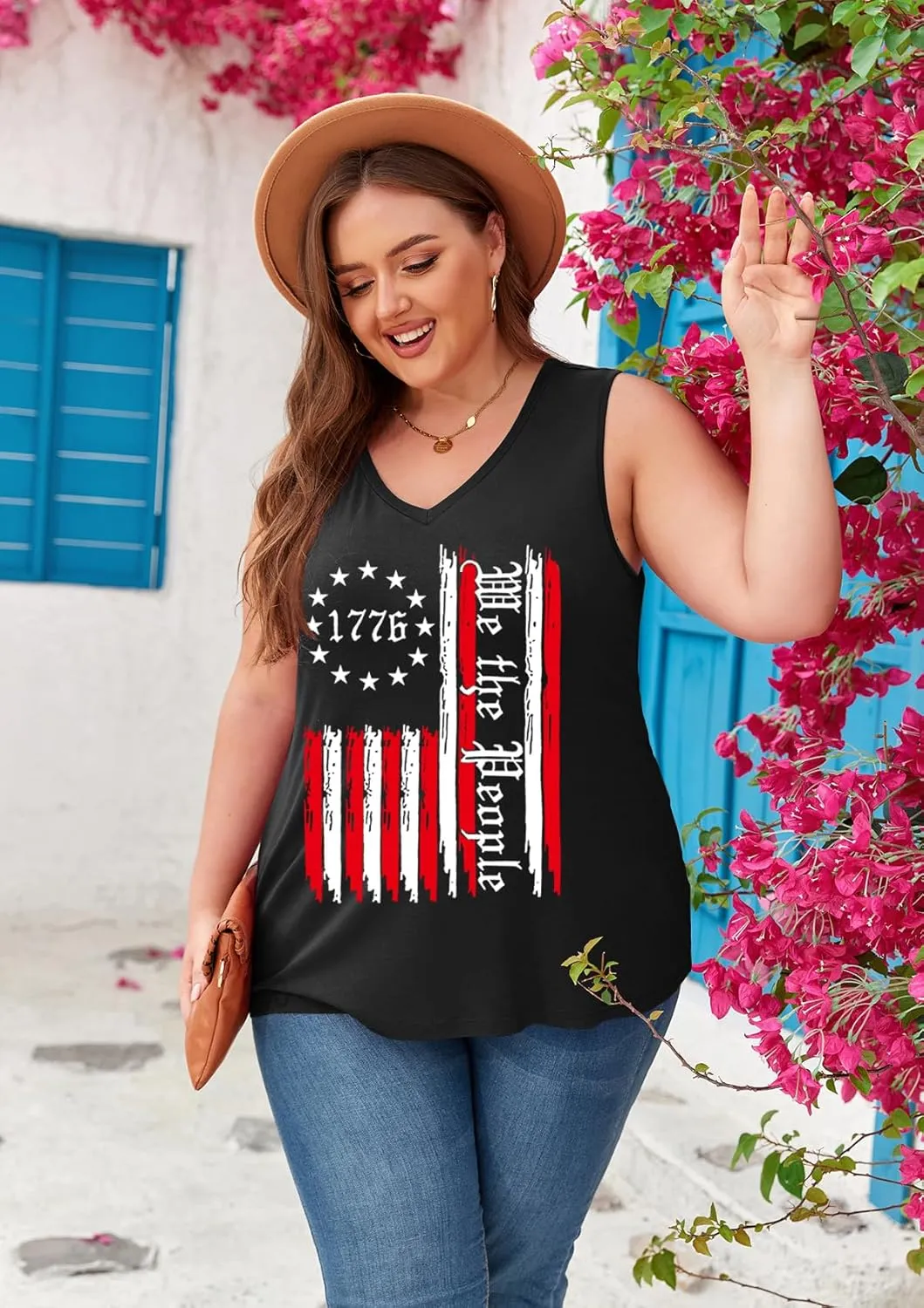 Women's Plus Size Tank Tops Sleeveless Shirt Sexy V Neck Summer Loose Baggy Floral Shirt Clothes