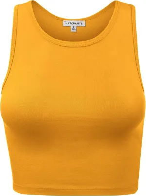 Women's Sleeveless Camisole Crop Tank Tops Racerback High Halter Neck Shirts