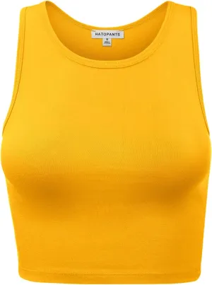Women's Sleeveless Camisole Crop Tank Tops Racerback High Halter Neck Shirts