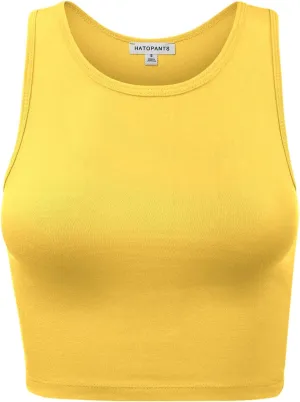 Women's Sleeveless Camisole Crop Tank Tops Racerback High Halter Neck Shirts