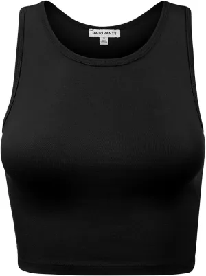 Women's Sleeveless Camisole Crop Tank Tops Racerback High Halter Neck Shirts