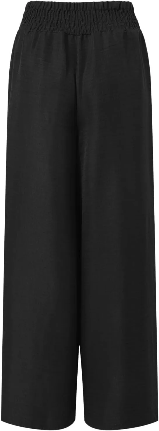 Women's Wide Leg Pants Ladies Fashion High Waist Elastic Drape Trousers Solid Color