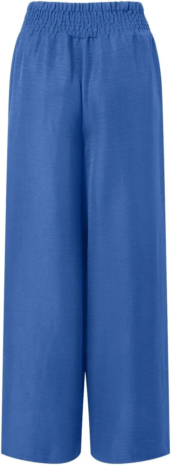 Women's Wide Leg Pants Ladies Fashion High Waist Elastic Drape Trousers Solid Color
