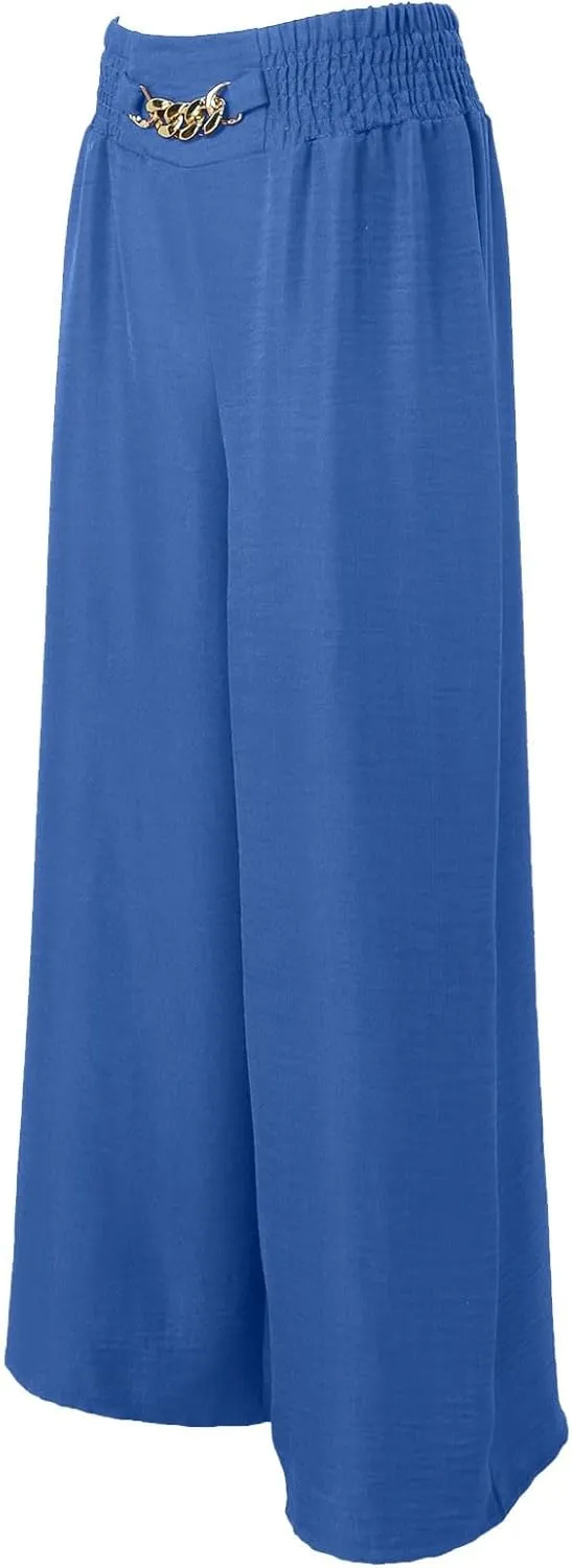 Women's Wide Leg Pants Ladies Fashion High Waist Elastic Drape Trousers Solid Color