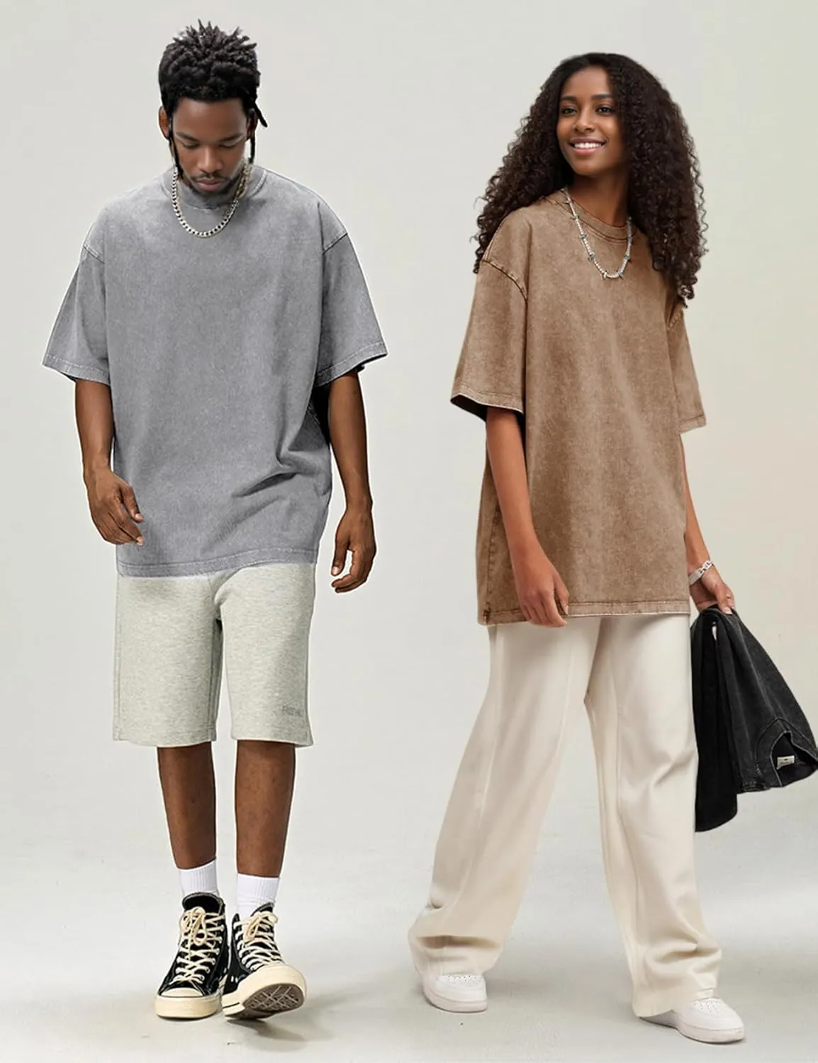 Wyeysyt 3 Pack Men's Oversized T Shirts Vintage Baggy Tee Cotton Loose Short Sleeves Casual Acid Wash Shirts Unisex Tops
