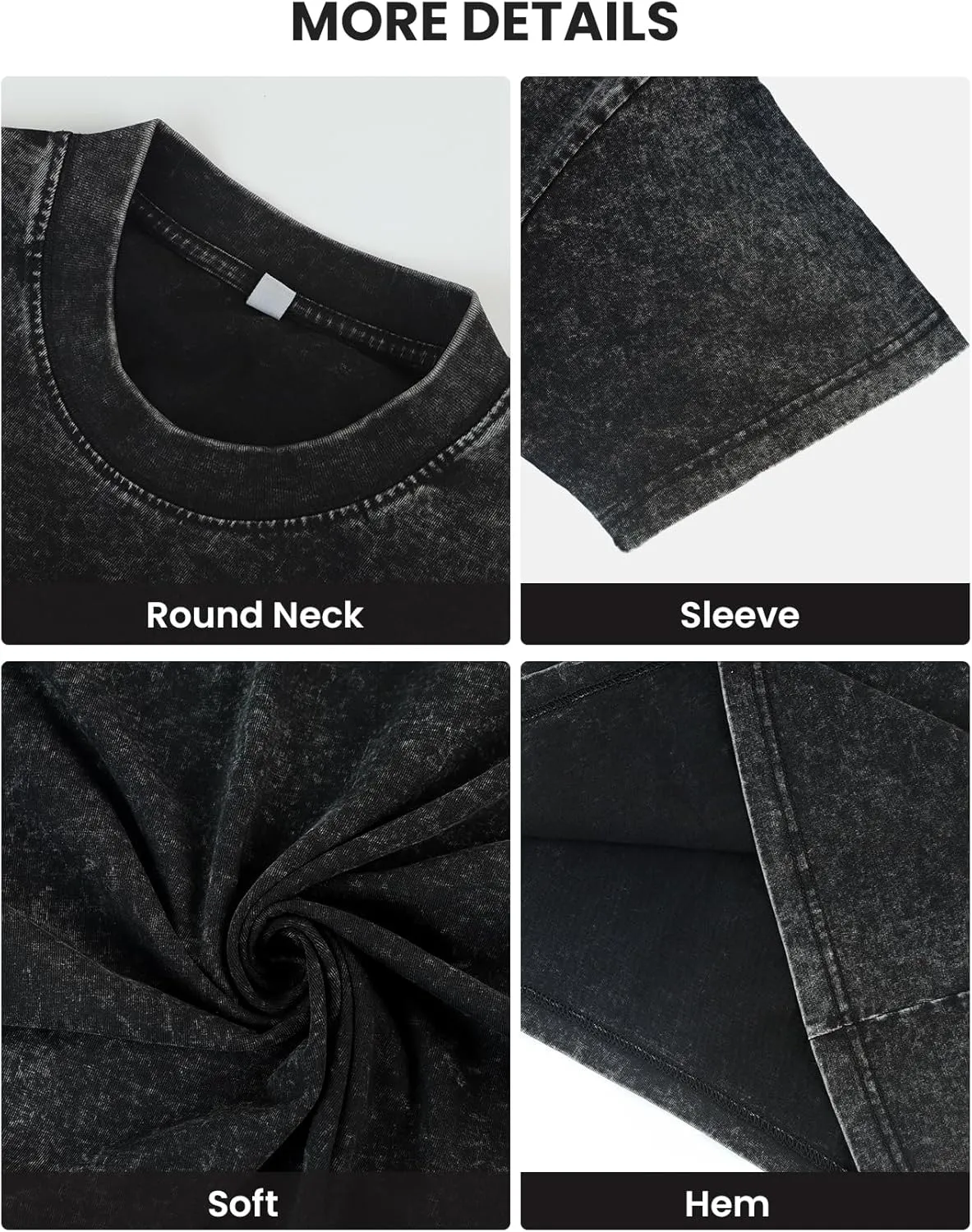 Wyeysyt 3 Pack Men's Oversized T Shirts Vintage Baggy Tee Cotton Loose Short Sleeves Casual Acid Wash Shirts Unisex Tops