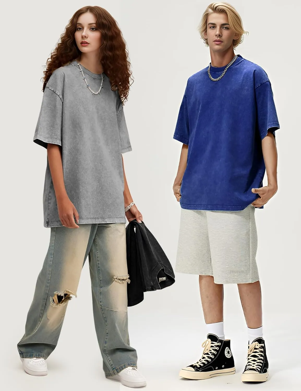 Wyeysyt 3 Pack Men's Oversized T Shirts Vintage Baggy Tee Cotton Loose Short Sleeves Casual Acid Wash Shirts Unisex Tops